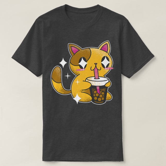 T-shirt Kitty Kawaii Boba Tea Cat Japon (Design devant)