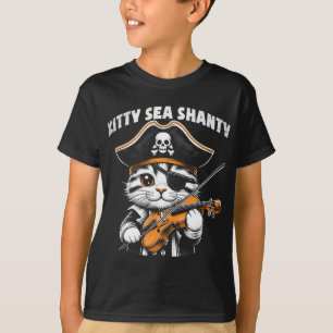 T-shirt Kitty Sea Shanty Pirate Cat Violoniste Illustratio