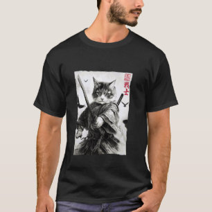 T-shirt Kitty Ukiyo-e Samouraï Vintage Japonais Katana Gue