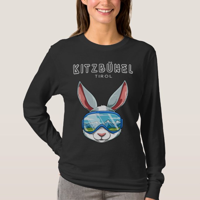 T-shirt Kitzbühel Tirol Austria Retro Ski Rabbit (Devant)