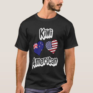 T-shirt Kiwi Drapeau Américain Cœurs Combo Nouvelle-Zéland