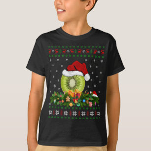 T-shirt Kiwi Fruit Lover Xmas Santa Hat Ugly Kiwi Christma