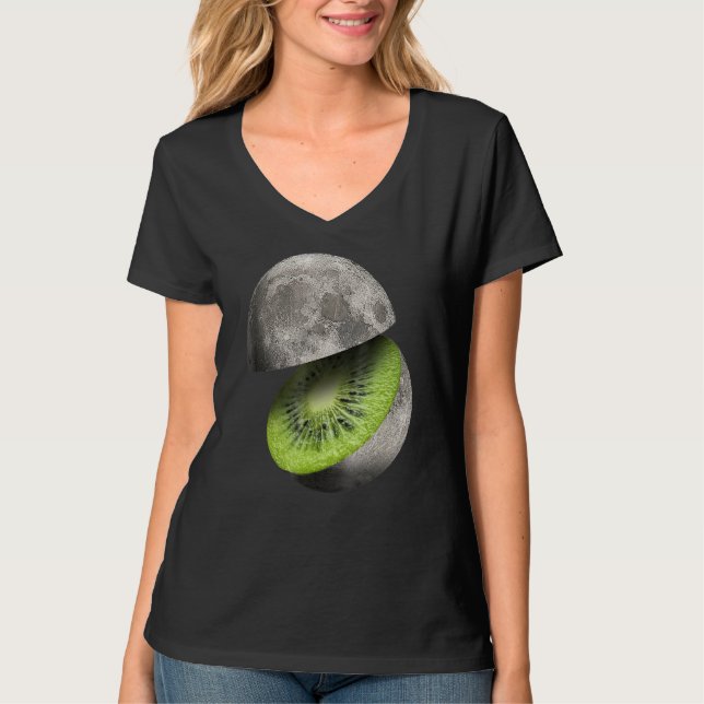 T-shirt Kiwi Fruit Moon Planet Couper Astronomie Space Sci (Devant)