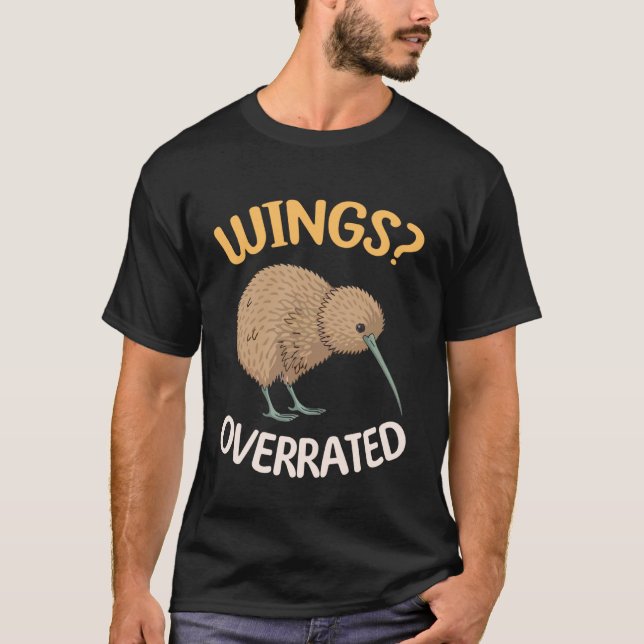 T-shirt Kiwi Wings Overrated Flightless Bird Humor (Devant)