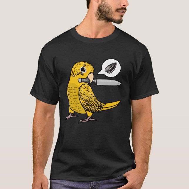 T-shirt Knife Parrot veut des graines I Jaune Lutino Budgi (Devant)