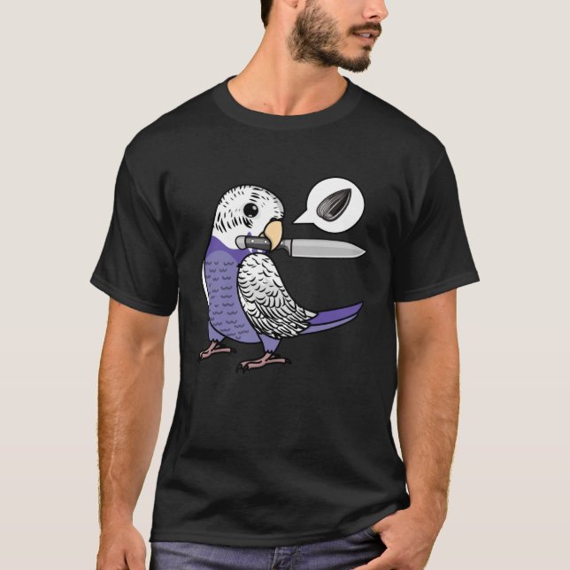 T-shirt Knife Parrot Veut Des Graines I Violet Budgie Budg (Devant)