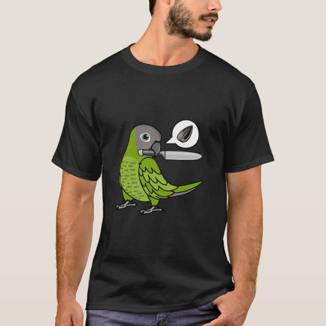 T-shirt Knife Parrot veut des graines Je Dusky tête Conure (Devant)
