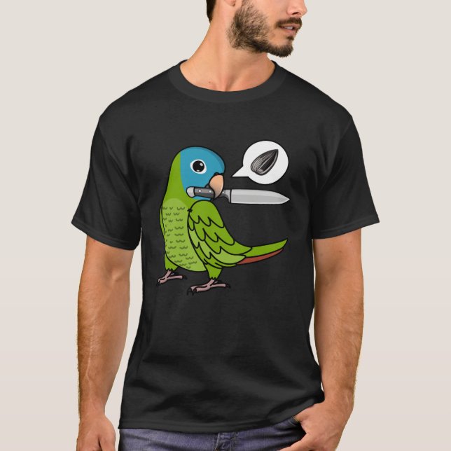 T-shirt Knife Parrot Wants Seeds I Blue crowned Conure (Devant)