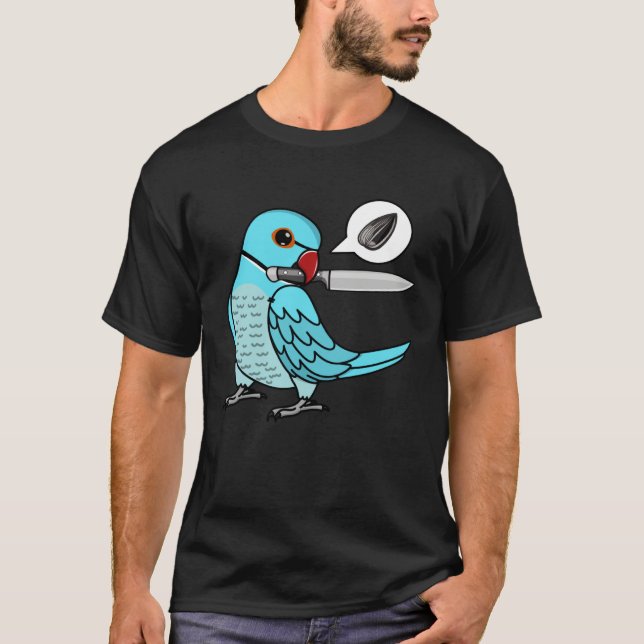 T-shirt Knife Parrot Wants Seeds I Blue Indian Ringneck (Devant)