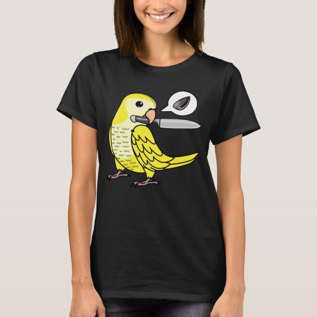 T-shirt Knife Parrot Wants Seeds I Yellow Lutino Monk Para (Devant)