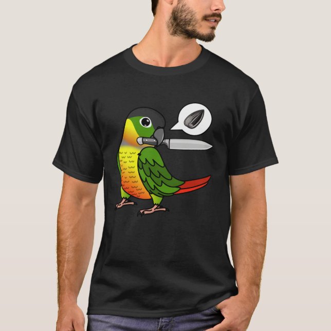 T-shirt Knife Parrot Wants Seeds I Yellow sided Green Chee (Devant)