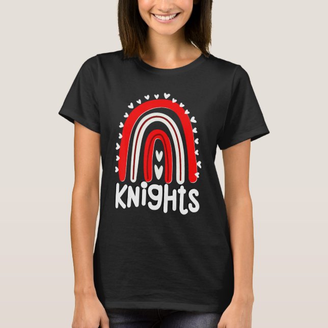T-shirt Knights School Mascot Hearts Rainbow Knight Sports (Devant)