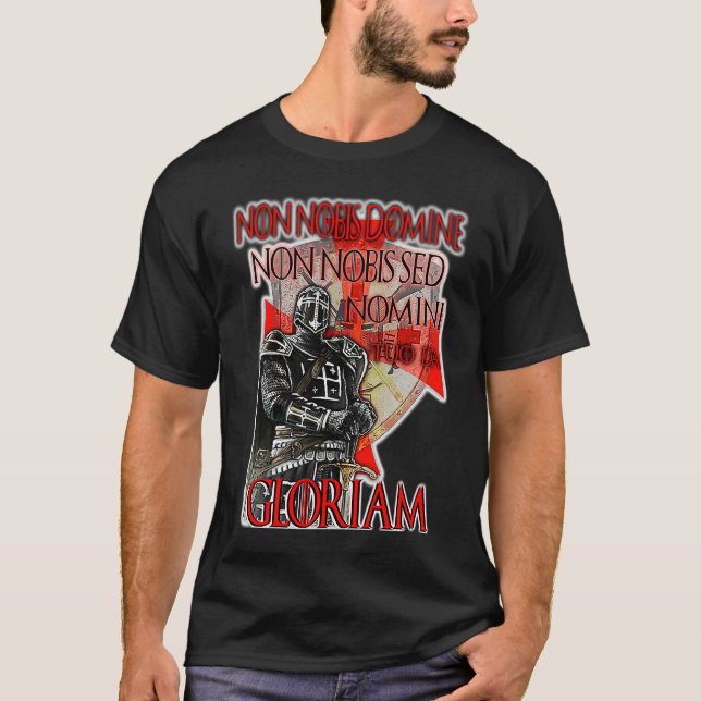 T-shirt Knights Templar Non Nobis Gloriam Crusader Cross W (Devant)