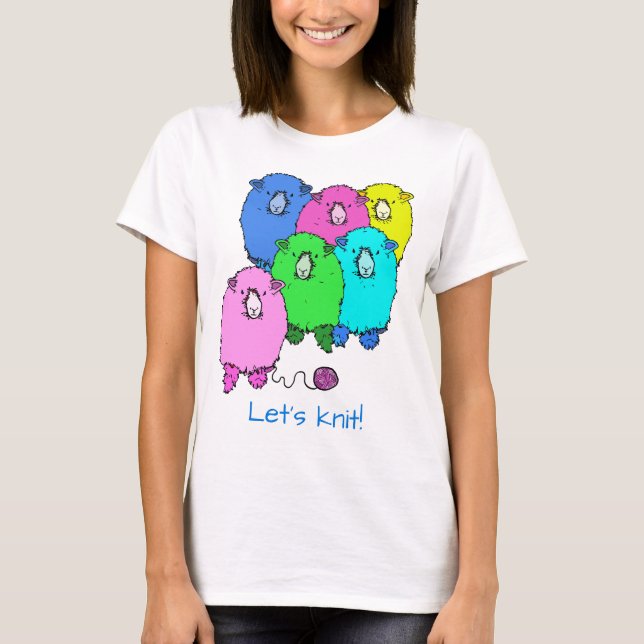 T-shirt Knit ! Fluffy moutons et fils personnalisés (Devant)