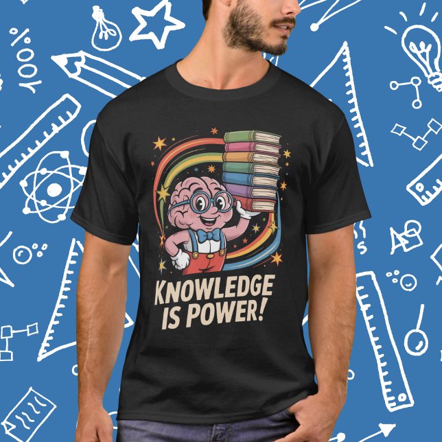 T-shirt Knowledge Is Power Cute Brain Character (Créateur téléchargé)
