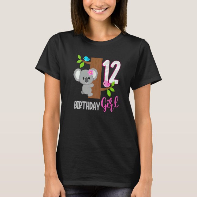 T-shirt Koala 12 ans Anniversaire Koalafied Girl 12ème Bir (Devant)