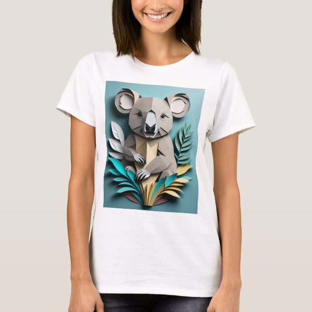 T-shirt Koala 3D Paper Art Design (Devant)