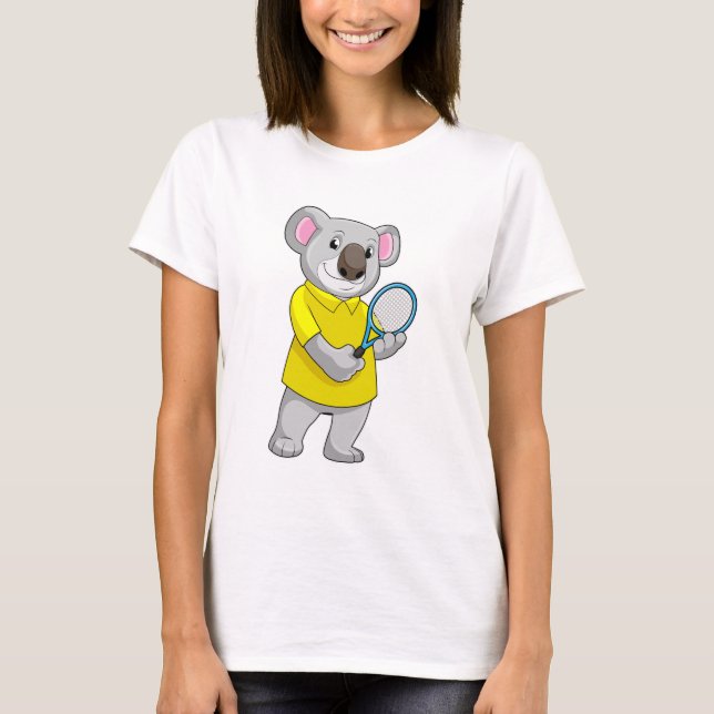 T-shirt Koala à Tennis avec raquette de tennis (Devant)