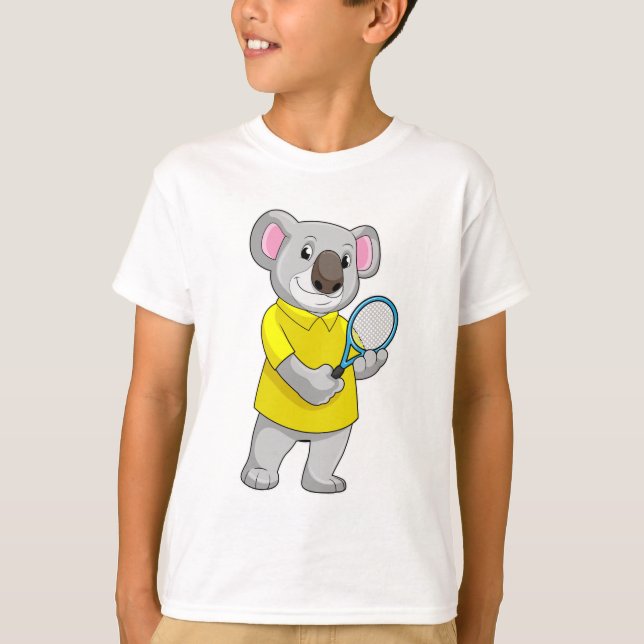 T-shirt Koala à Tennis avec raquette de tennis (Devant)