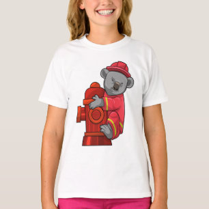T-shirt Koala as Firefighter with Fire hydrant