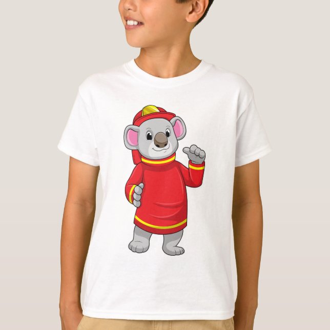 T-shirt Koala as Firefighter with Helmet (Devant)
