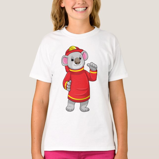 T-shirt Koala as Firefighter with Helmet (Devant)