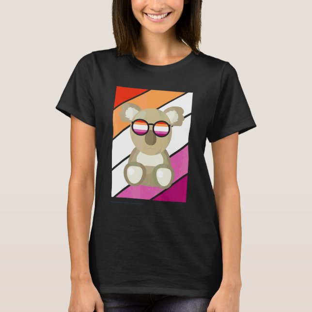 T-shirt Koala avec la fierté drapeau lesbien LGBT Fier all (Devant)