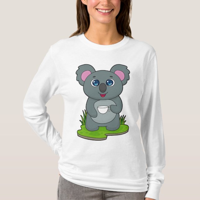 T-shirt Koala avec tasse de café (Devant)