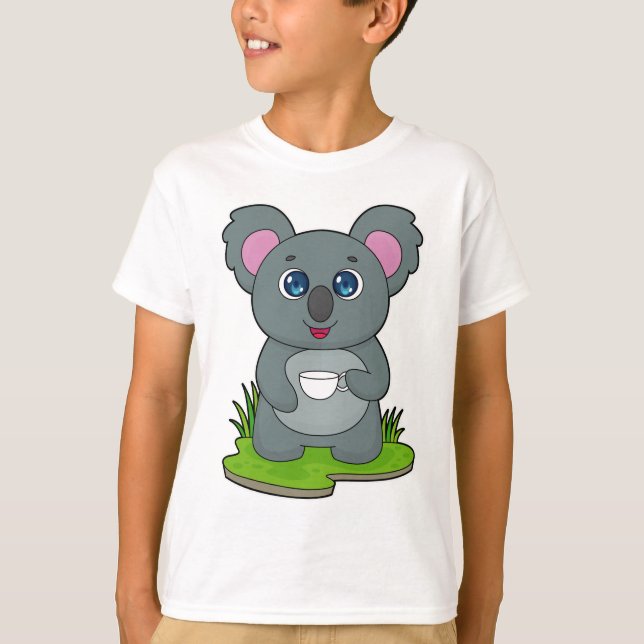 T-shirt Koala avec tasse de café (Devant)