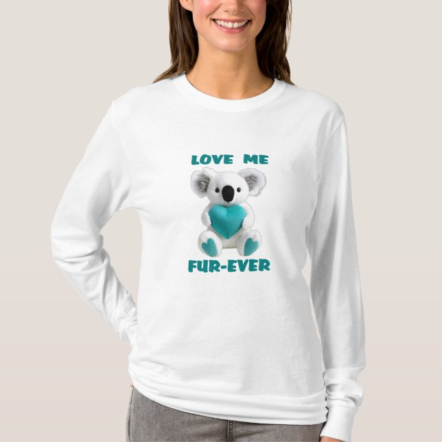 T-shirt Koala Bear Hugging Coeur Turquoise Cadeau de la Sa (Devant)
