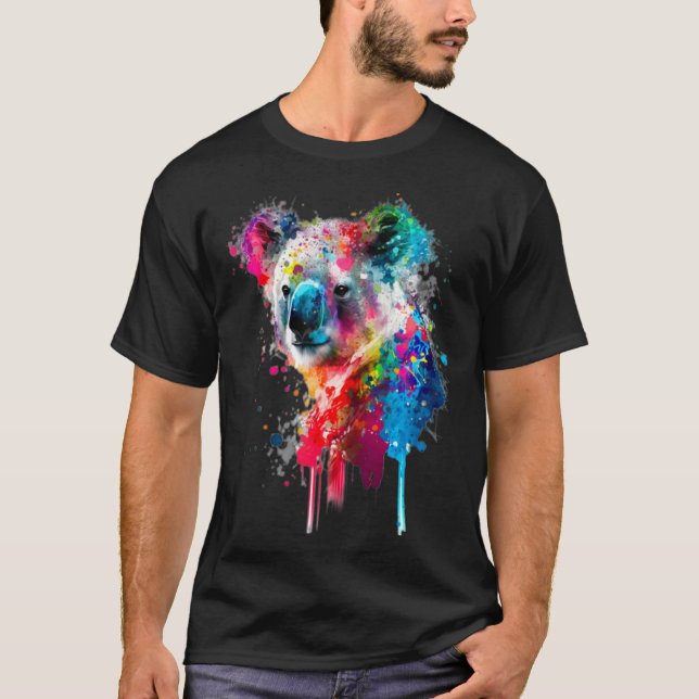 T-shirt Koala Bear Paint Splatter Australian Animal  Koala (Devant)