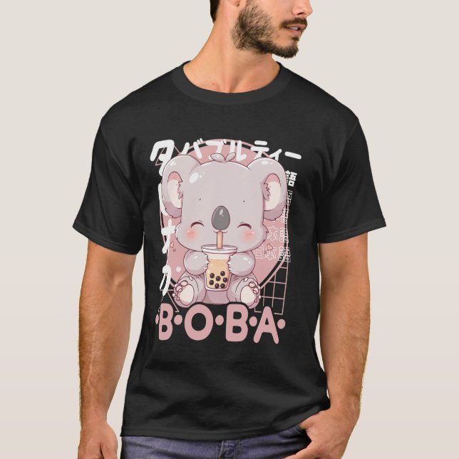 T-shirt Koala Boba Tea Kawaii Bubble Tea Koala Anime Neko  (Devant)