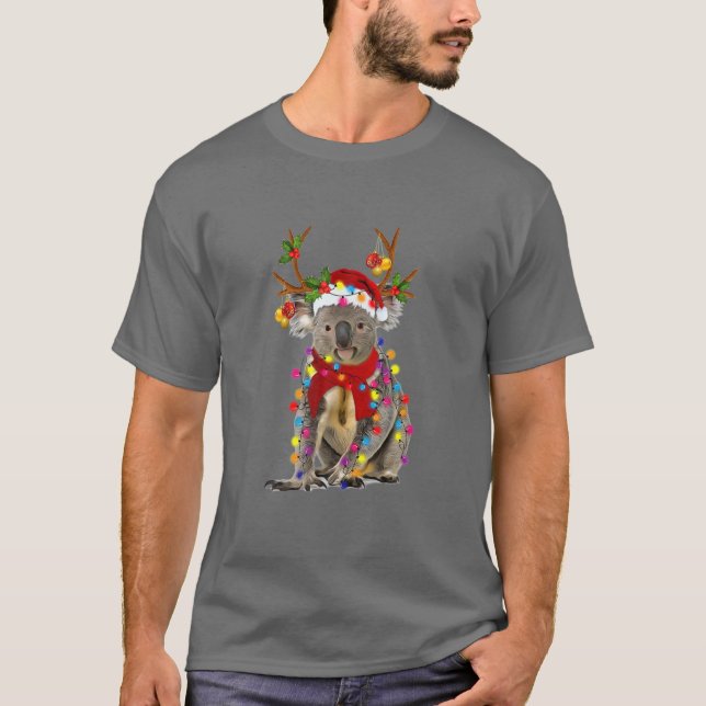 T-shirt Koala Chien magnifique renne feux de Noël Arbre (Devant)