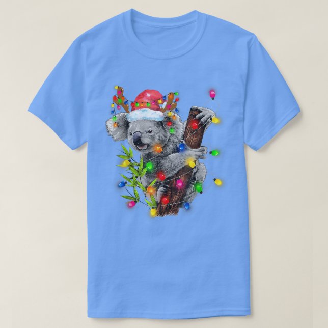 T-shirt Koala Christmas Lights Funny Santa Hat Merry Chris (Design devant)