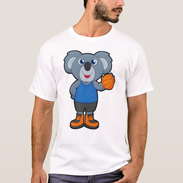T-shirt Koala comme joueur de basket-ball avec basket-ball (Devant)