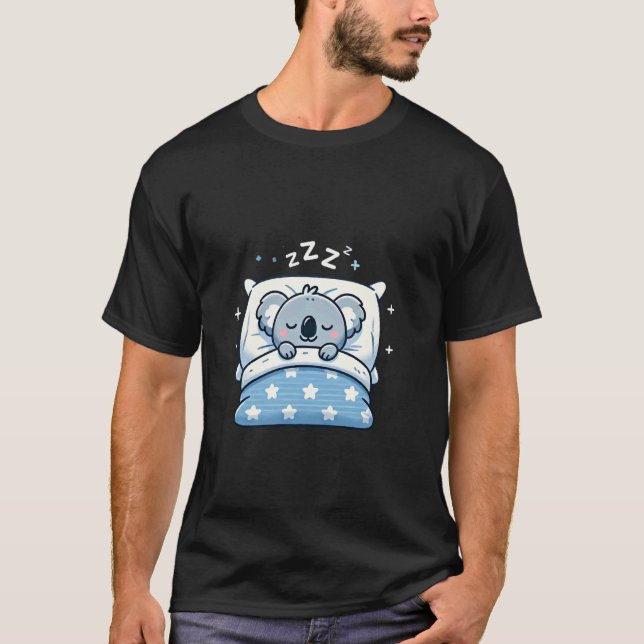 T-shirt Koala dormant dans un lit la nuit (Devant)