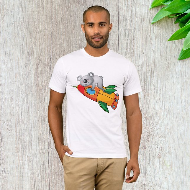 T-shirt Koala dormant sur une fusée colorée (Créateur téléchargé)