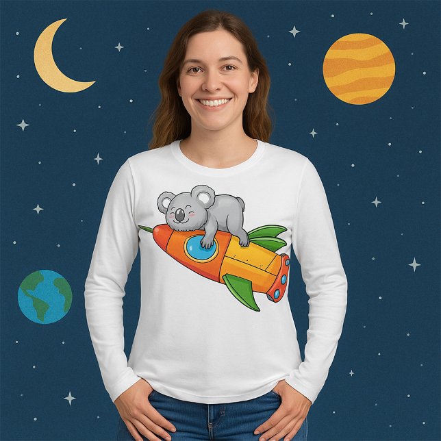 T-shirt Koala dormant sur une fusée colorée (Créateur téléchargé)