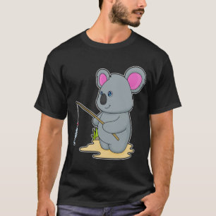 T-shirt Koala en Fisher avec la canne à pêche et le poisso