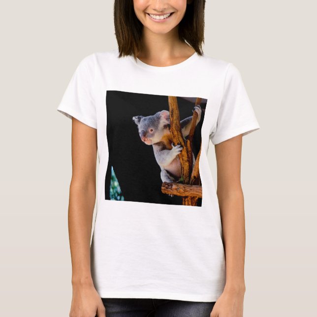 T-shirt Koala mignon dans un arbre gris (Devant)
