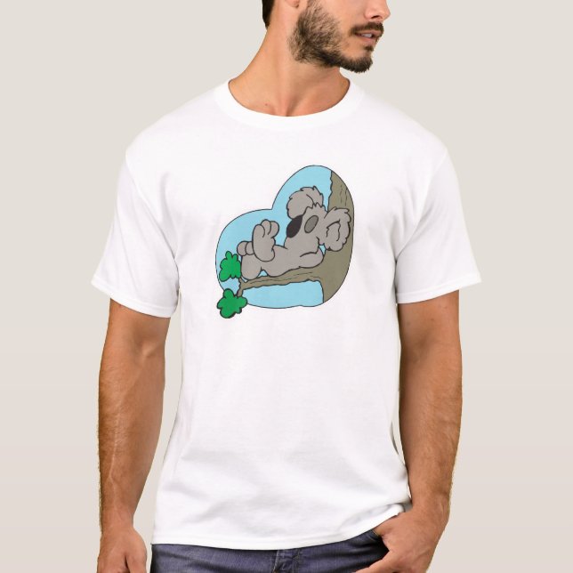 T-shirt koala mignon dormant sur une branche d'arbre (Devant)
