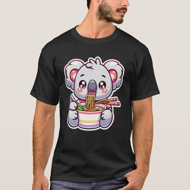 T-shirt Koala Mignon Mangeant des Ramen - Amateur de Ramen (Devant)