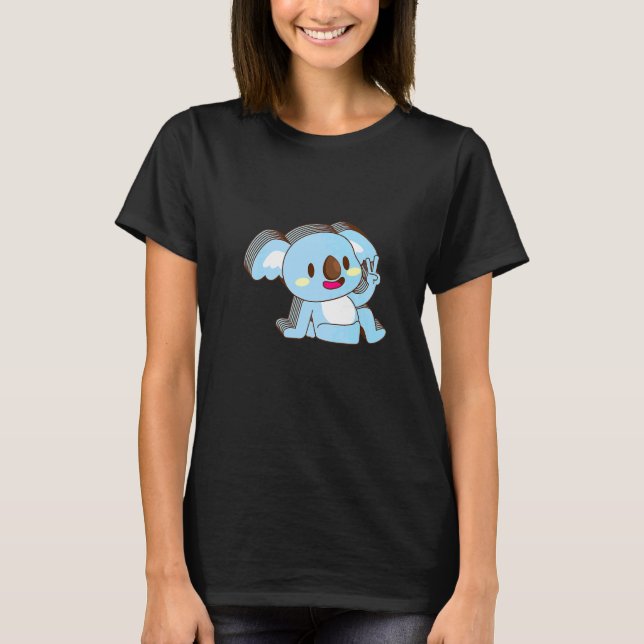 T-shirt Koala Multicouche Paix Relaxé Mignon Esthétique   (Devant)