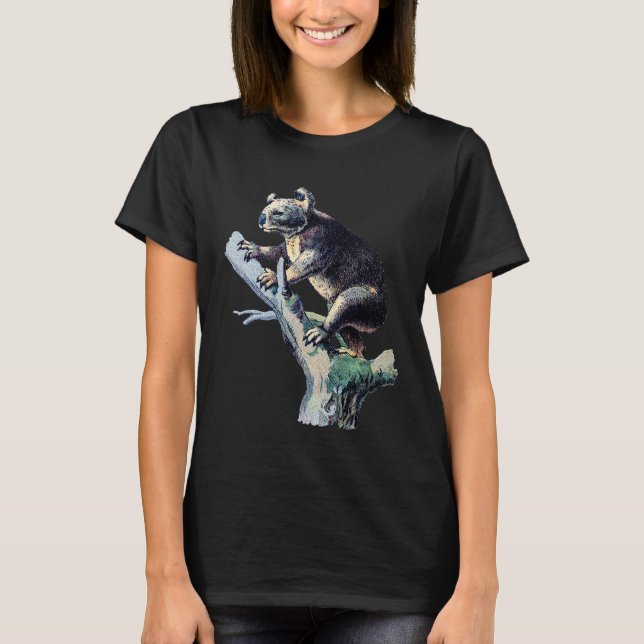 T-shirt Koala Ours Sur Une Brèche D'Arbre (Devant)