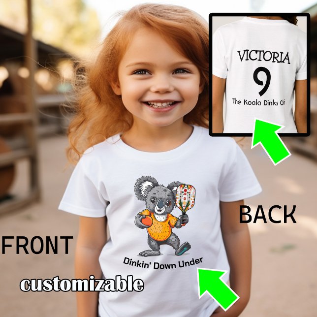 T-Shirt Koala pickleball (Super cute koala playing pickleball for down under pickleball players. Custom text on both sides)