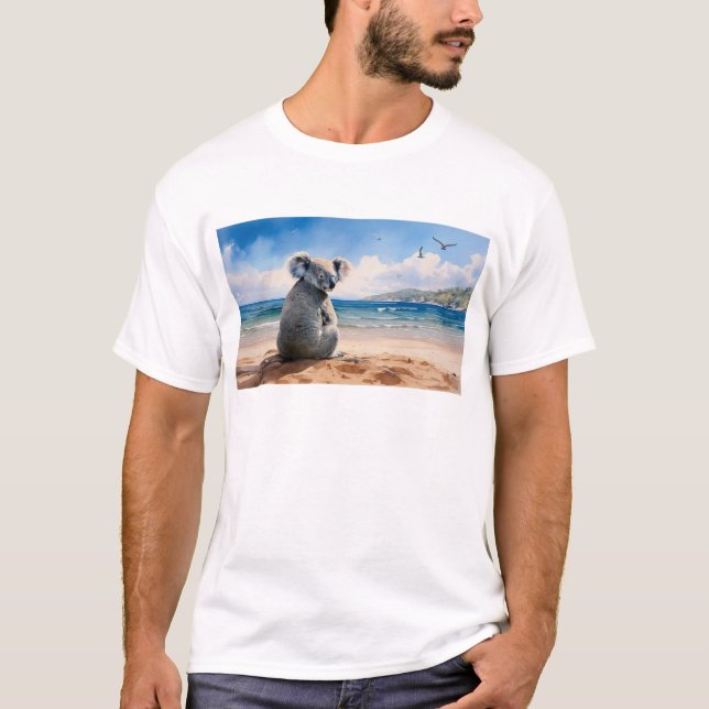 T-shirt Koala regardant l'océan (Devant)