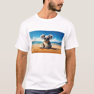 T-shirt Koala sur une plage de sable