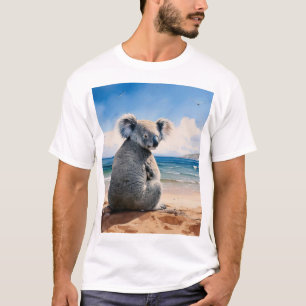 T-shirt Koala sur une plage de sable