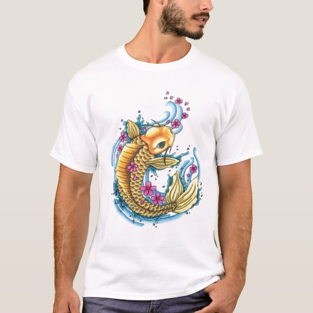 T-shirt Koi avec les fleurs de cerisier EDUN VIVENT (Devant)