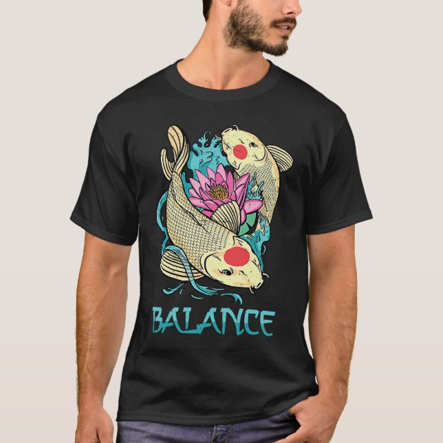 T-shirt Koi  Balance  Minimalist  Peace  Fish  Petshop  Yo (Devant)